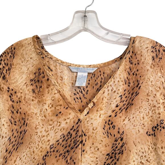 August Silk Intimates Caftan Animal Print Silk Size Medium Lounge Kaftan Dress - Picture 2 of 7